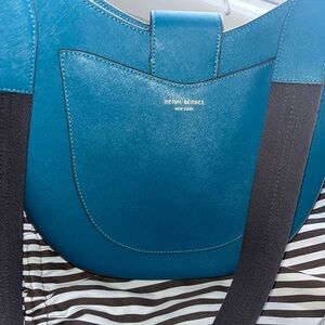 Henri Bendel Blue and Brown Modern Tote Bag